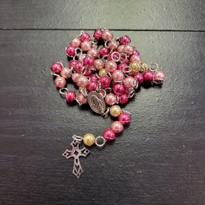 Pink Handmade Stainless Steel Rosary